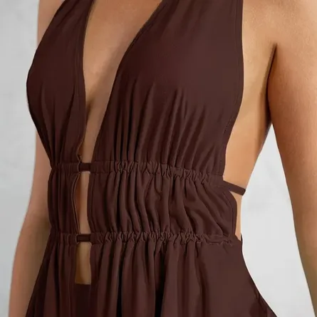 Elegance Defined: Ruched Halter & Side-Split Skirt Two-Piece Set - Image 6