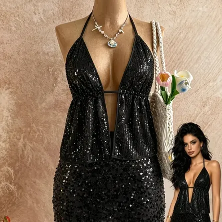 Glitz & Glamour Sequined Halter Set - Image 3
