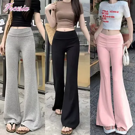Y2K Low-Rise Fold-Over Flare Leggings - Image 5