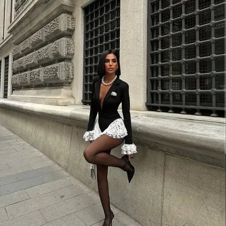 The Florence Ruffle Trim Blazer Bodysuit - Image 3