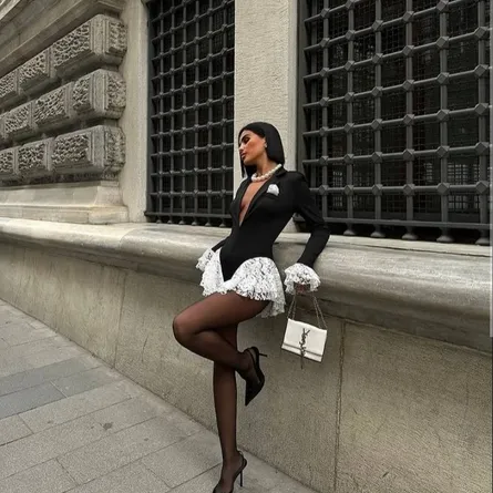 The Florence Ruffle Trim Blazer Bodysuit - Image 4