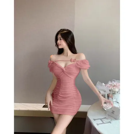 Women's Off shoulder Ruched Bodycon mini dresses