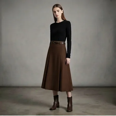 High Waist A-Line Maxi Skirt for Women