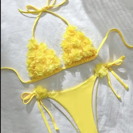 Sunshine Blossom Halter Bikini Set – Butter Yellow - Image 4