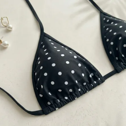 Chic Polka Dot Two-Piece Bikini Set with Ruffle Skirt - Image 5