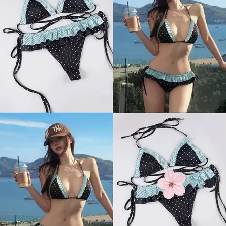 Chic Polka Dot Ruffle Bikini Set - Image 6
