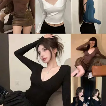V-Neck Full Sleeve Fitted Crop Top - Image 9