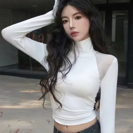 Sheer High Neck Top for Women - Image 1