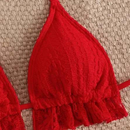 3-Piece Red Bikini Set with Matching Sarong Cover-Up - Image 7