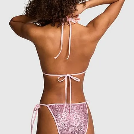 Shimmer & Shine: Pink Sequin Triangle Bikini Set - Image 3