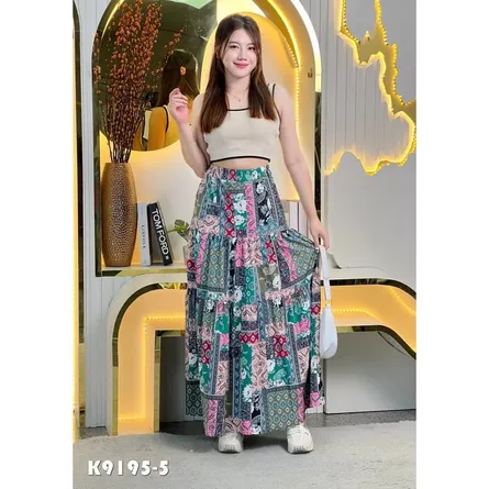 Printed Long Flared Skirt for Women - Image 3