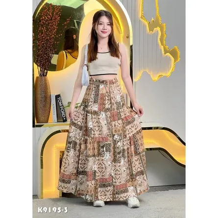 Printed Long Flared Skirt for Women - Image 5