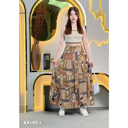 Printed Long Flared Skirt for Women - Image 7