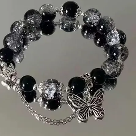 Goth Butterfly Beaded Bracelet - Image 6