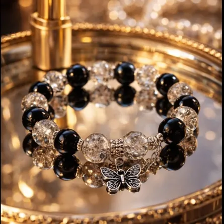 Goth Butterfly Beaded Bracelet - Image 5