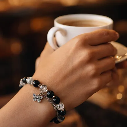 Goth Butterfly Beaded Bracelet - Image 4