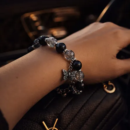 Goth Butterfly Beaded Bracelet - Image 3