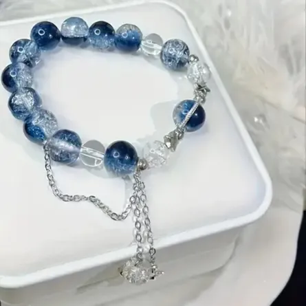 Celestial Blue Crystal Beaded Bracelet - Image 6