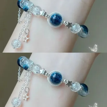 Celestial Blue Crystal Beaded Bracelet - Image 3