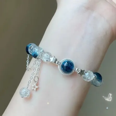 Celestial Blue Crystal Beaded Bracelet