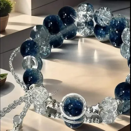 Celestial Blue Crystal Beaded Bracelet - Image 4