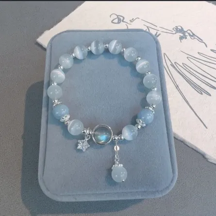 Ethereal Celestial Blue Beaded Bracelet