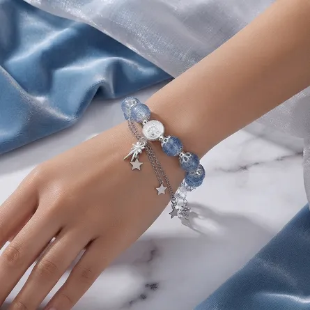 Celestial Blue Crackle Bead Bracelet - Image 5