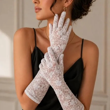 Elegant Floral Lace Long Gloves