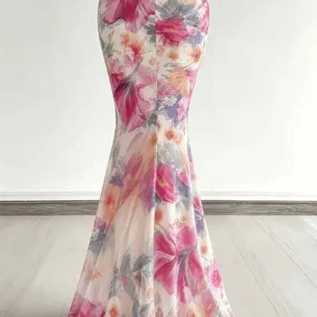 Elegant Floral Print Mermaid Maxi Skirt - High-Waisted Bodycon Style - Image 6