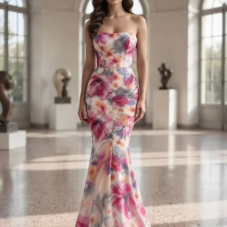 Elegant Floral Print Mermaid Maxi Skirt - High-Waisted Bodycon Style - Image 3