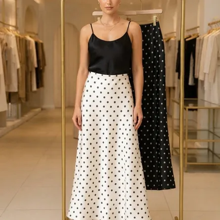 Timeless Polka Dot Maxi Skirt - Black & White Collection - Image 4