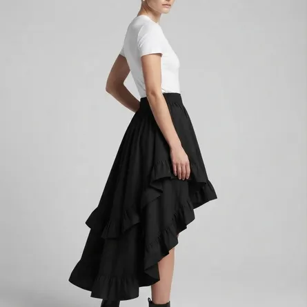 Victorian-Inspired Ruffled High-Low Maxi Skirt - Elegant Steampunk & Lolita Style - Image 3