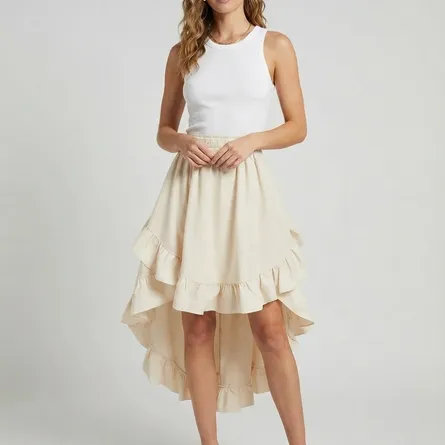 Victorian-Inspired Ruffled High-Low Maxi Skirt - Elegant Steampunk & Lolita Style - Image 4