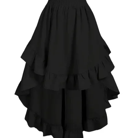 Victorian-Inspired Ruffled High-Low Maxi Skirt - Elegant Steampunk & Lolita Style - Image 6