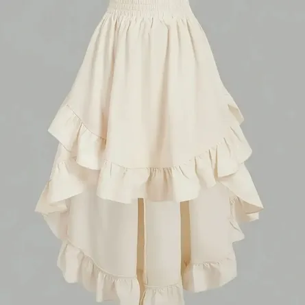 Victorian-Inspired Ruffled High-Low Maxi Skirt - Elegant Steampunk & Lolita Style - Image 7