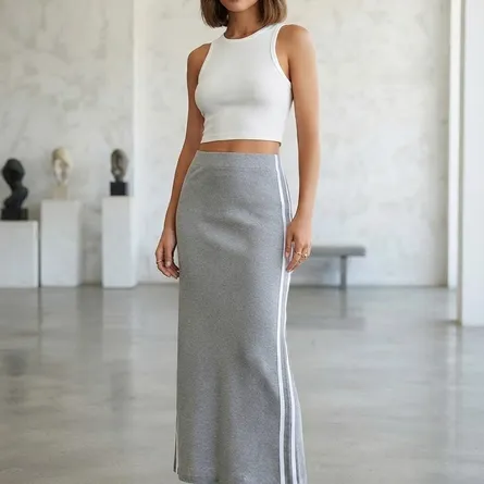 Sporty Chic High-Waisted Maxi Skirt
