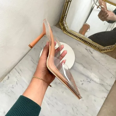ZARA Embellished Pointed Toe Slingback Heels - Image 4