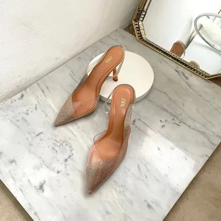 ZARA Embellished Pointed Toe Slingback Heels