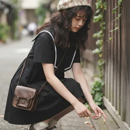 Japanese Vintage Sailor Collar Midi Dress