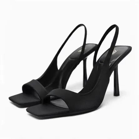 ZARA Fuchsia Suede Square-Toe Slingback Heels