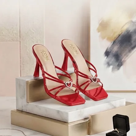 Glitz & Glamour Heart-Embellished Stiletto Mules
