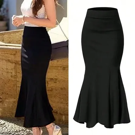 Elegant High-Waist Mermaid Midi Skirt - Image 4