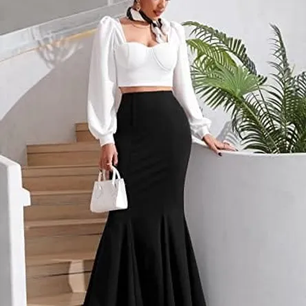 Elegant High-Waist Mermaid Midi Skirt