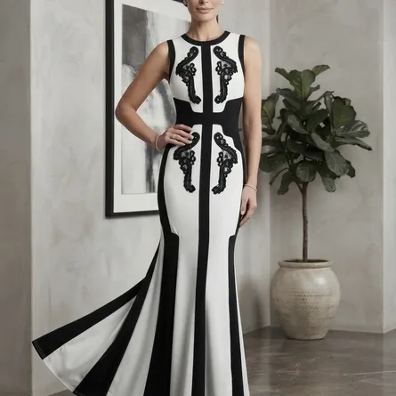 The "Aurelia" Geometric Lace Gown - Image 3