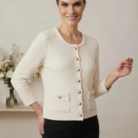 Classic Ivory Tweed Jacket - Image 3