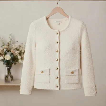 Classic Ivory Tweed Jacket - Image 4