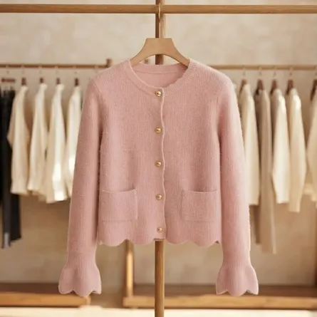 Chic Scallop-Hem Knit Cardigan - Image 5
