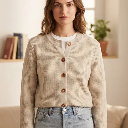 Classic Textured Knit Cardigan - Image 3