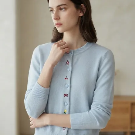 Sweet Pastels Embroidered Knit Cardigan - Image 3