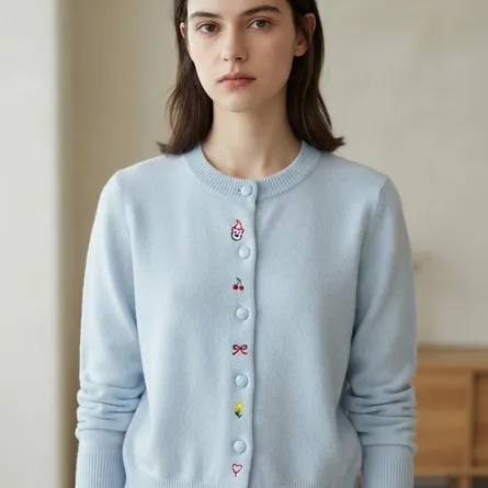 Sweet Pastels Embroidered Knit Cardigan